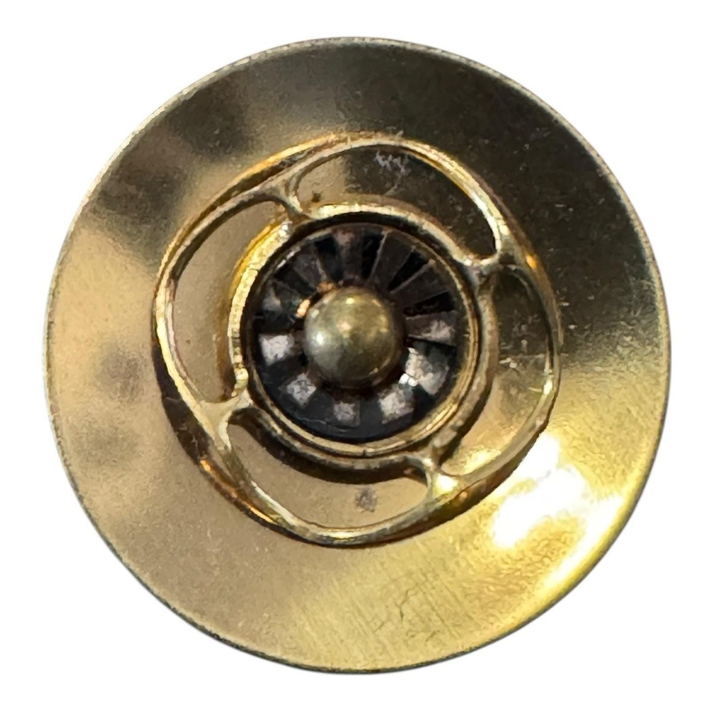 Vintage Brass Copper Modernist Modern Round 1 3/8" Mid Century Brooch Pin